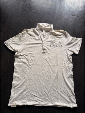 Terranova TRN Military Project Henley Polo Shirt White Men's Size XL